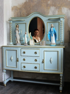 Traumhaftes ArtDeco Shabby Chic Buffet in Blau Gold